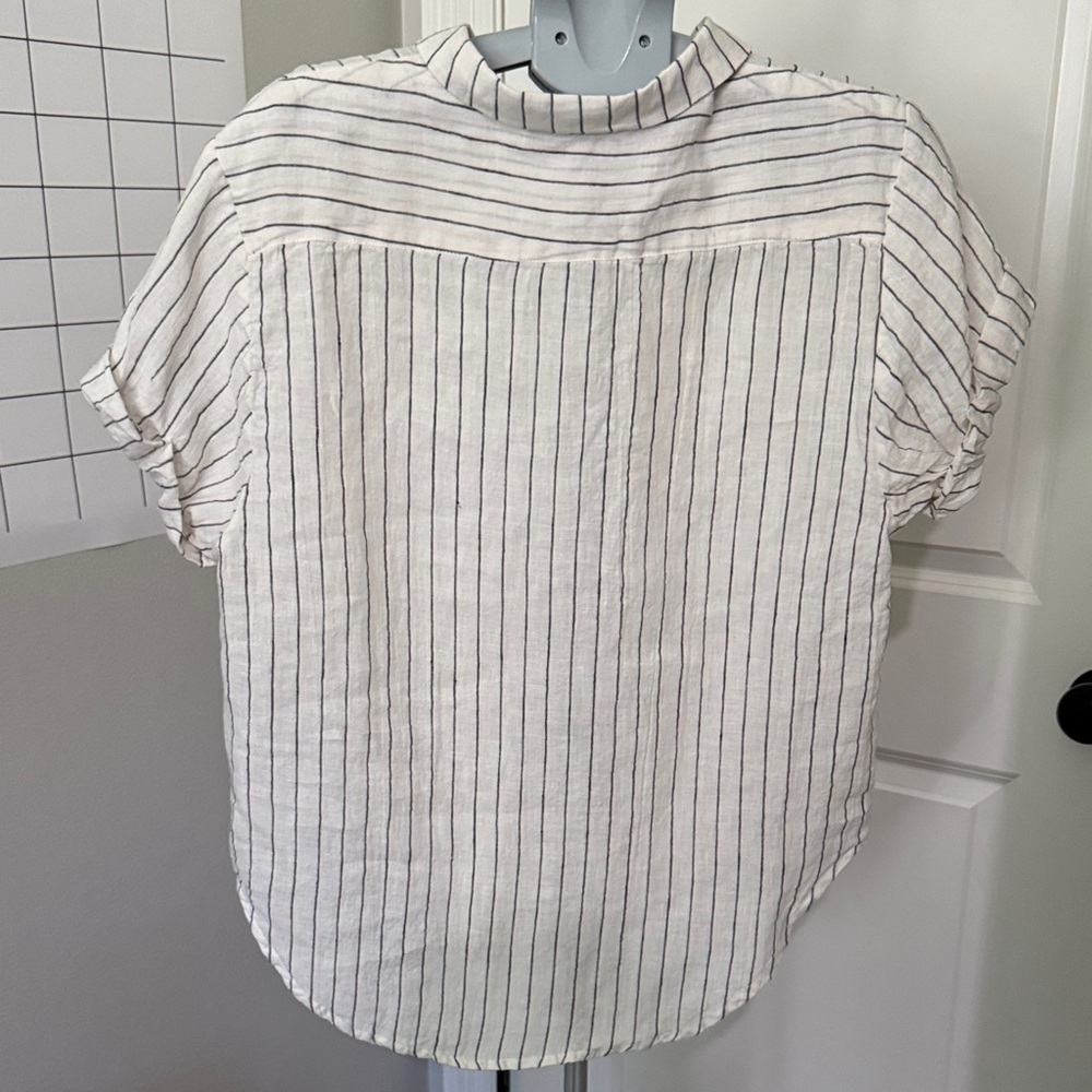 Vici White and Black Striped linen Shirt - Picture 6 of 8